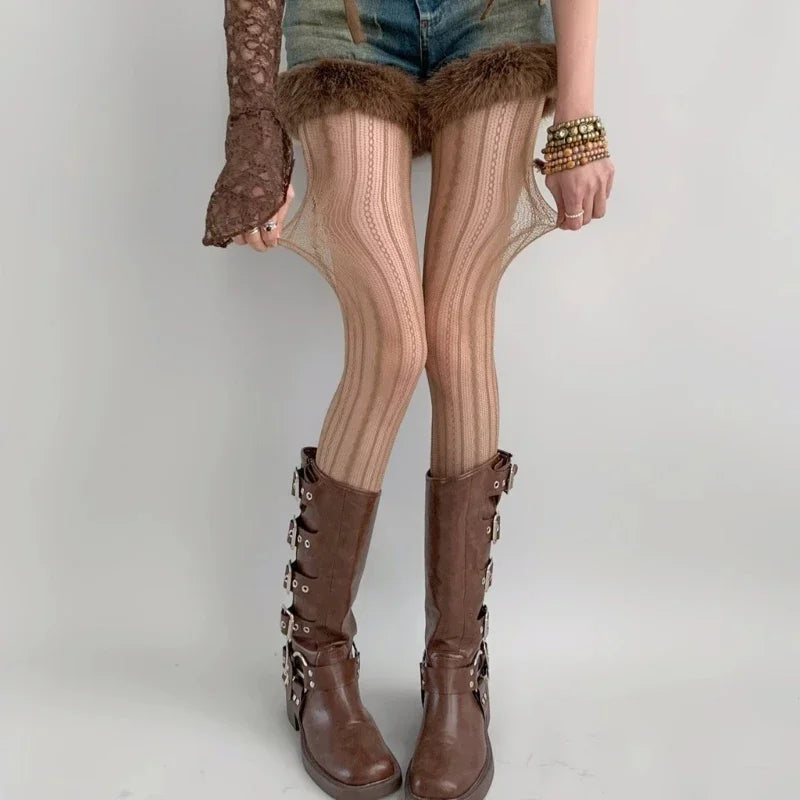 Vintage cute layering fishnet tights