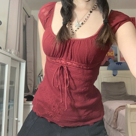Dark shoujo Y2K downtown girl string top