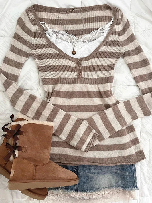 Striped Down Town Top