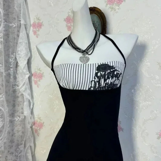 Horror Protagonist striped black Top