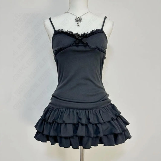 Dark shoujo layered midnight dress