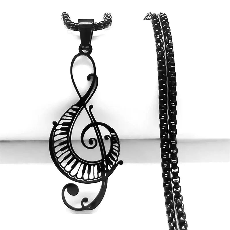 musical piano note necklace