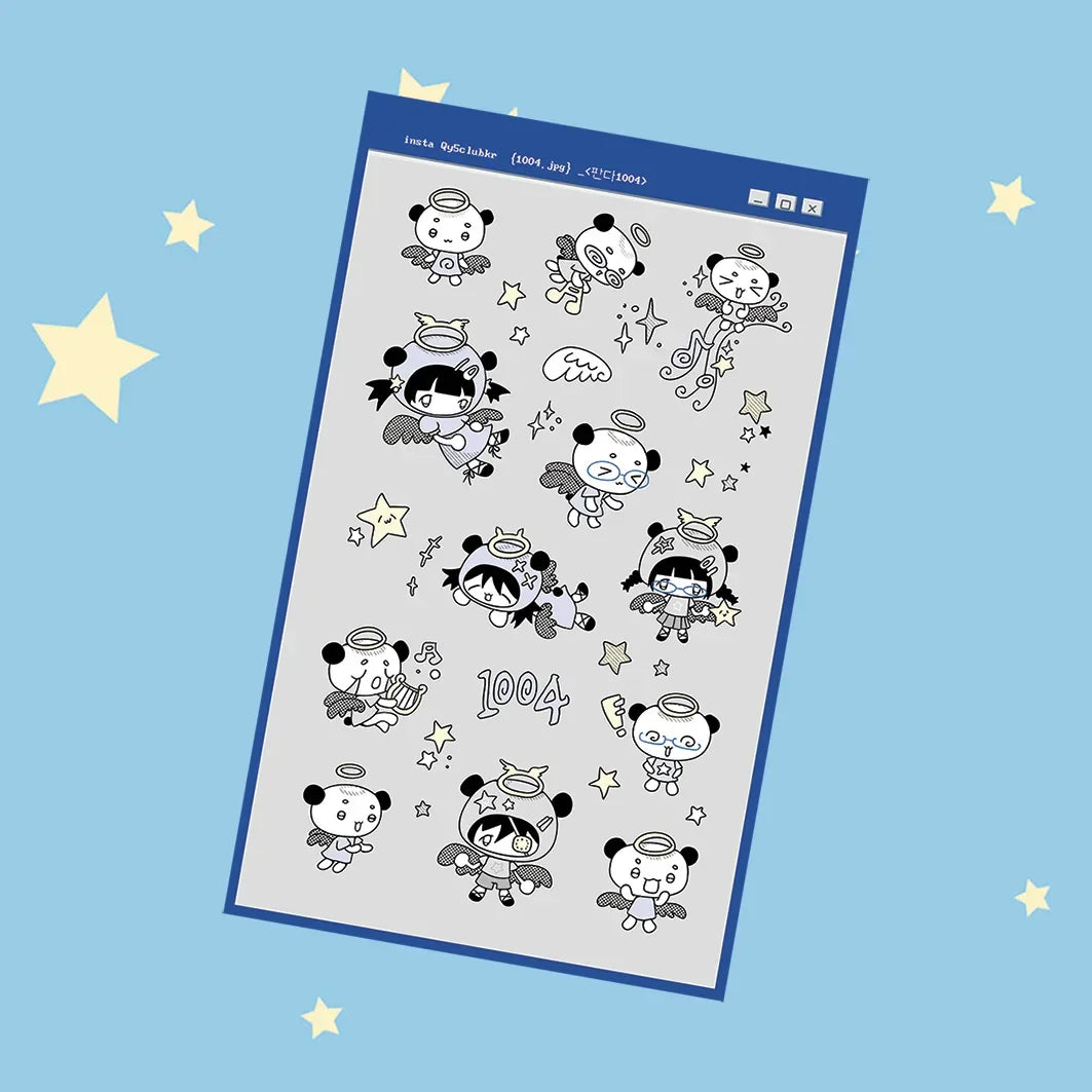 Blue bubbly character stickers 8PCS