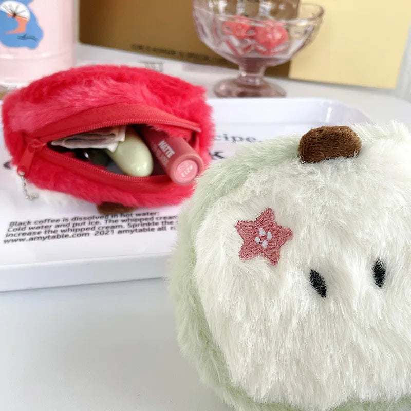 mini apple fluffy jumincore coins purse