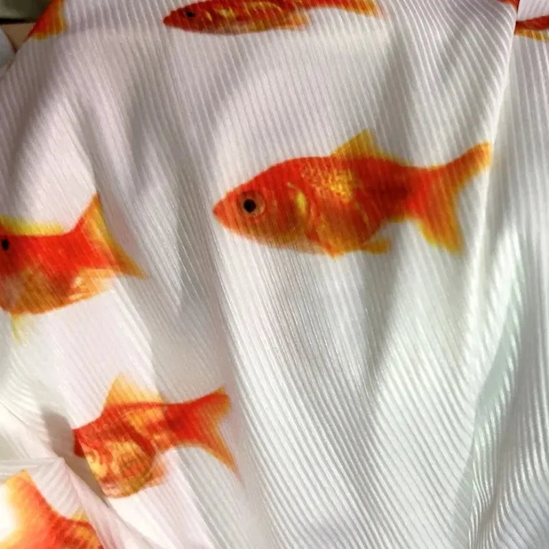 Frutiger aero fish off the shoulder top