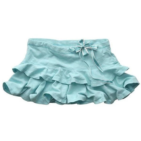 Blue artistic mini skirt