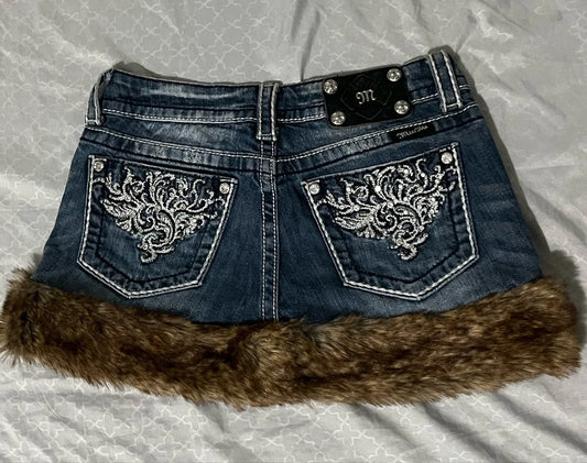 Y2K Denim short fur skirt