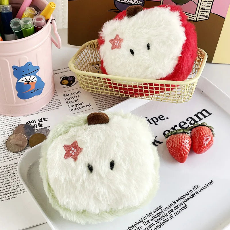 mini apple fluffy jumincore coins purse