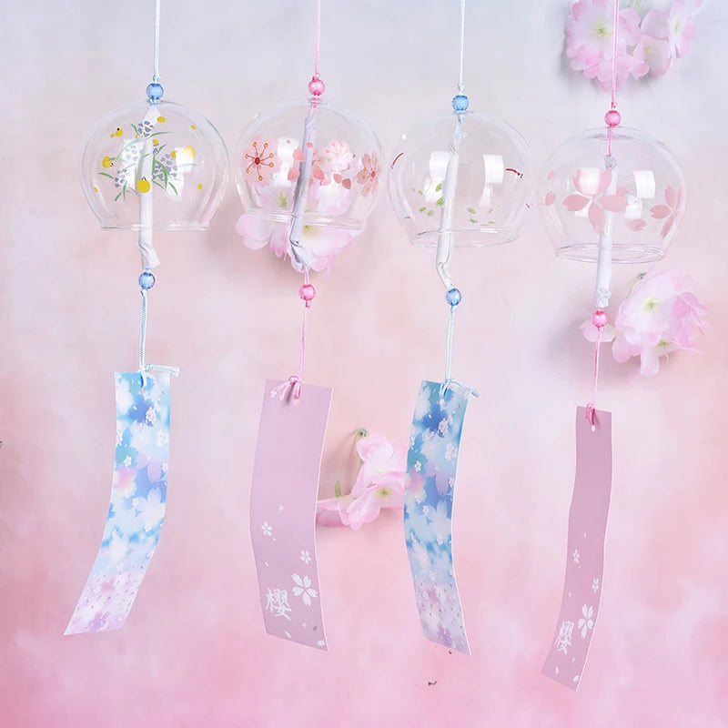 1PC Japanese Style Glass Wind Sakura Chimes