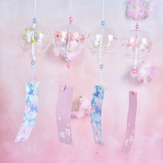 1PC Japanese Style Glass Wind Sakura Chimes