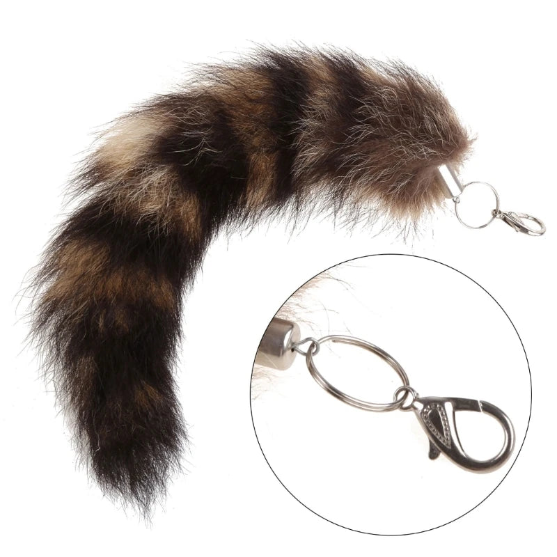 Y2K raccoon tail keychain