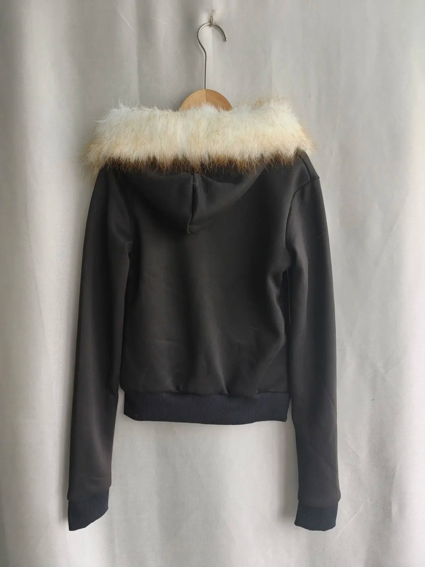 Black pink Y2K fur hoodie