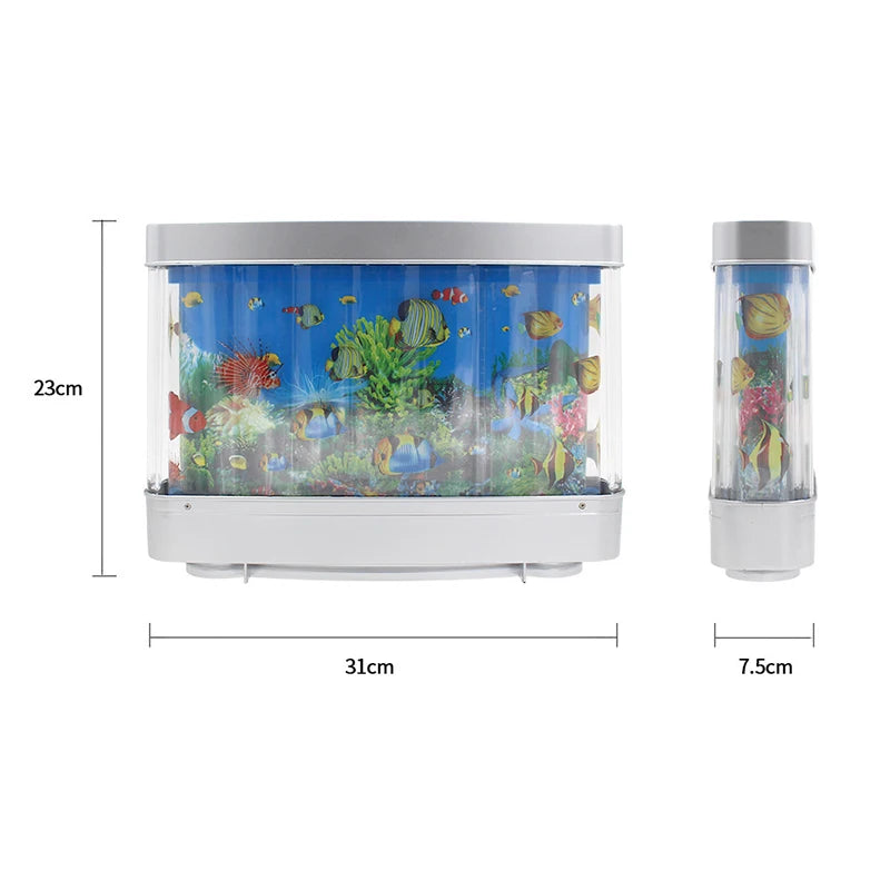 Frutiger aero moving fish tank lamp