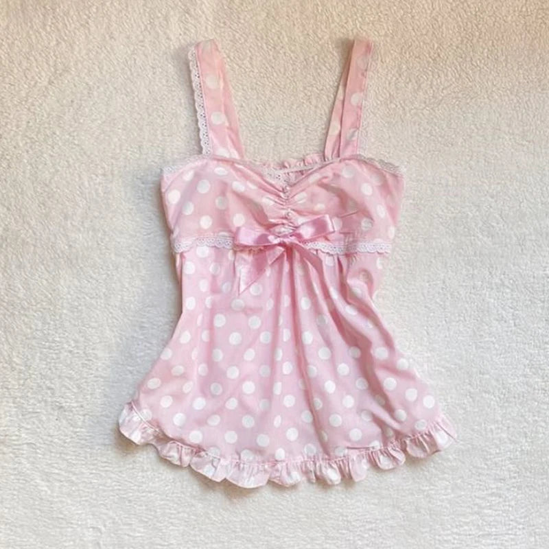 Pink polka dot princess top