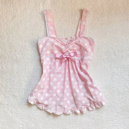 Pink polka dot princess top