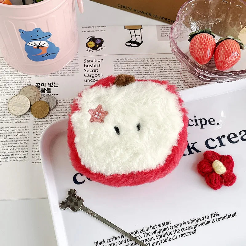 mini apple fluffy jumincore coins purse