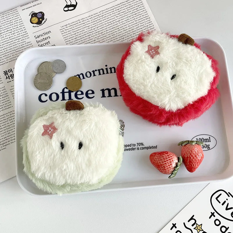 mini apple fluffy jumincore coins purse