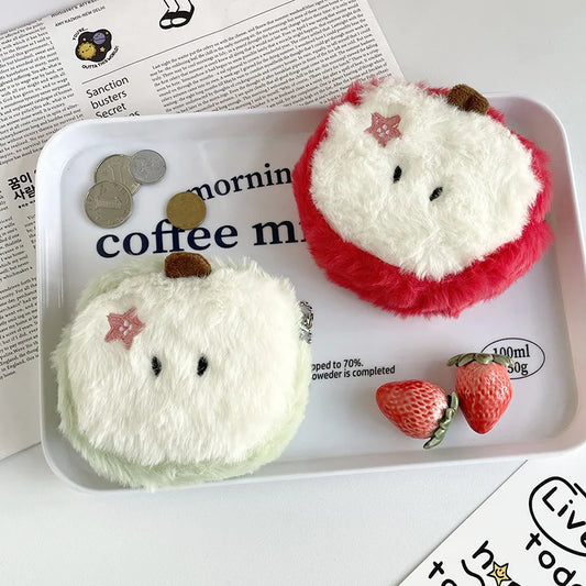mini apple fluffy jumincore coins purse