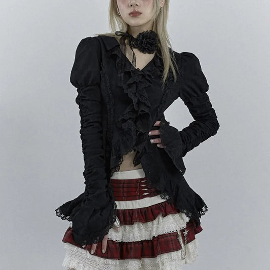Black Elegant Lace Rose Top