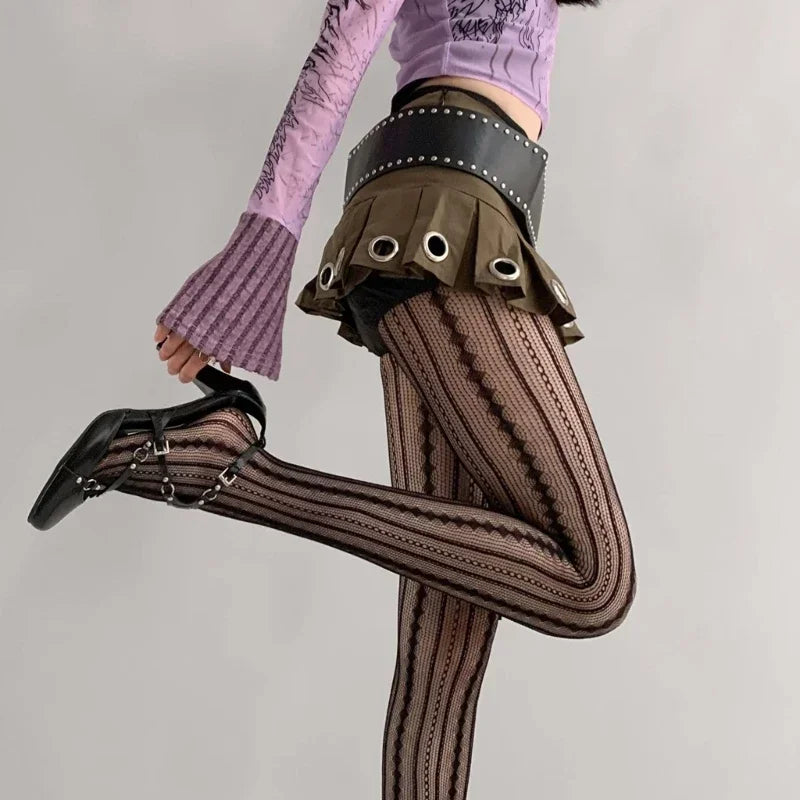 Vintage cute layering fishnet tights