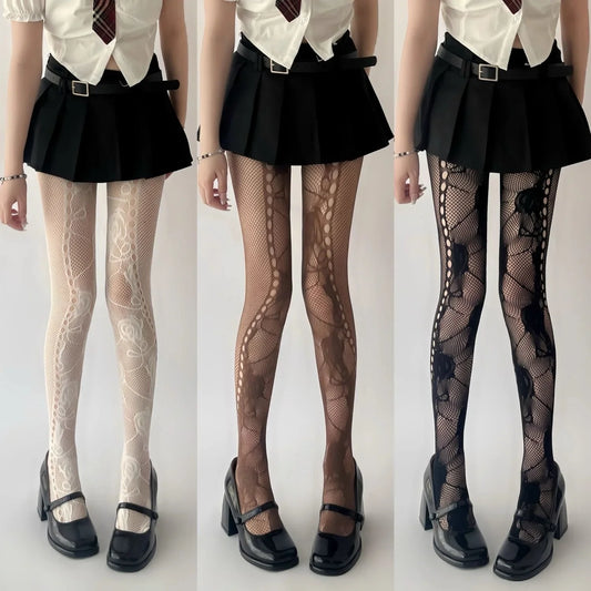 Ripped Y2K spider web fishnets