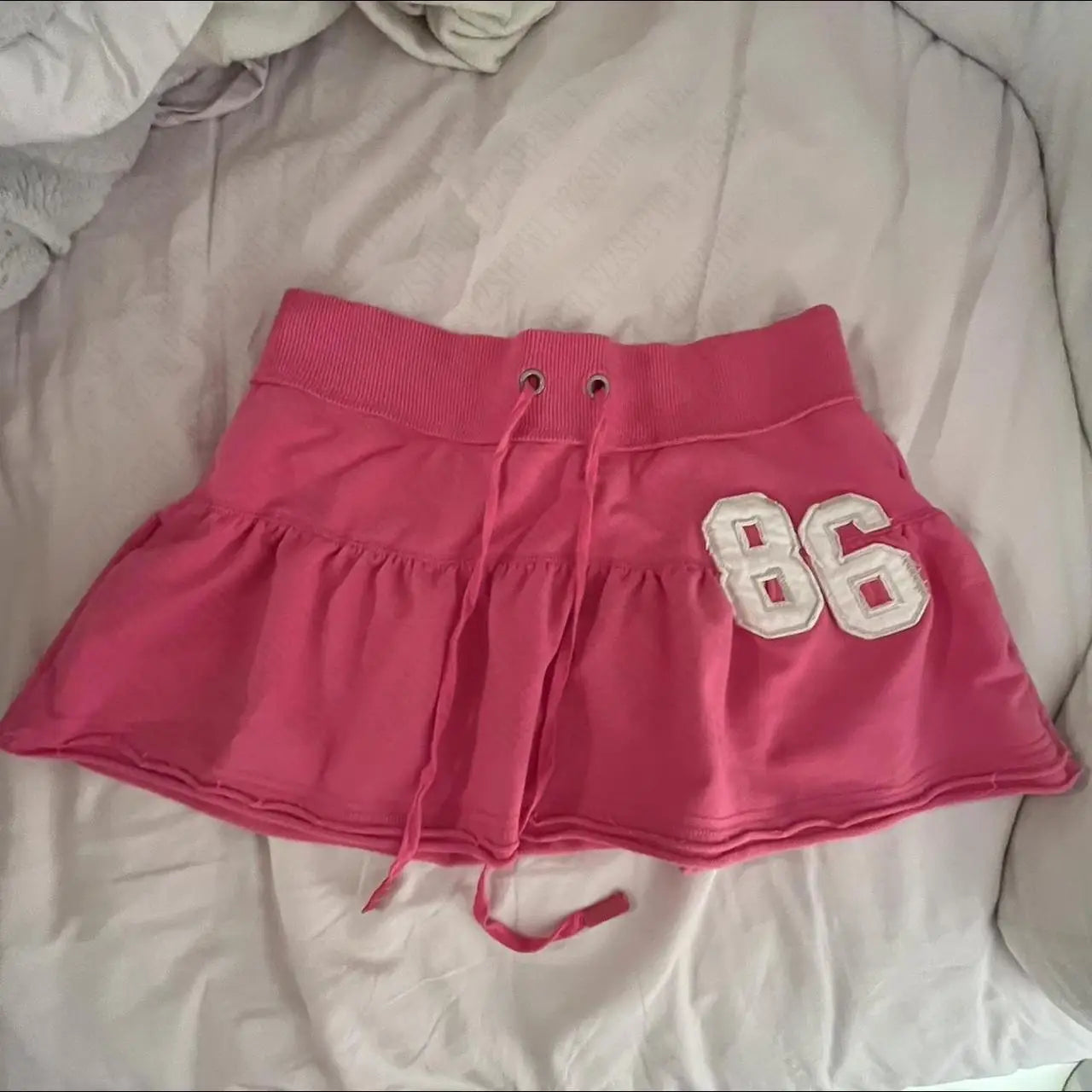 Y2K pink velvet mini skirt