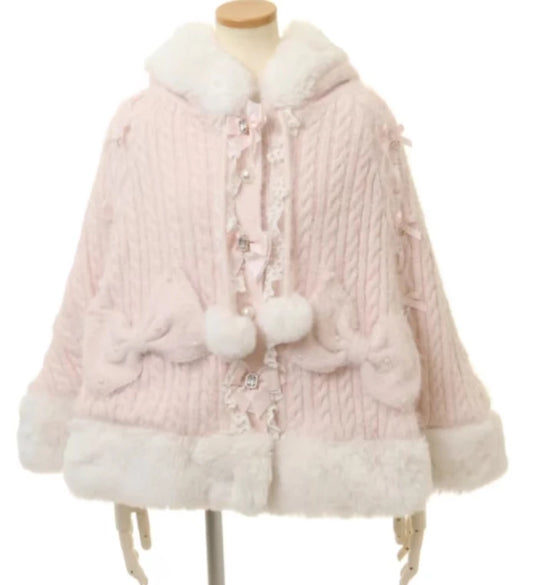 Japanese lolita pink & white duo poncho