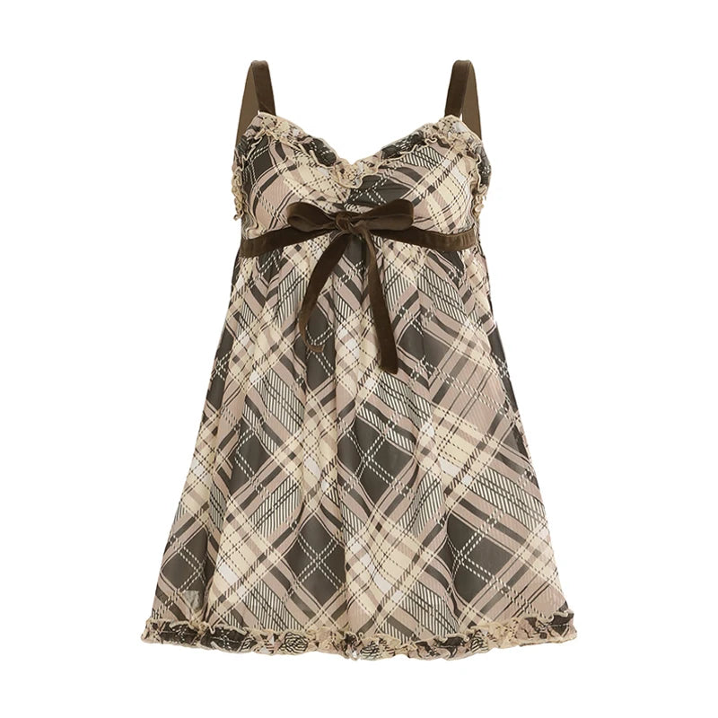 Sweet shoujo  teddy plaid dress