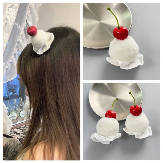 "Cherry on top"! ice cream hair clip